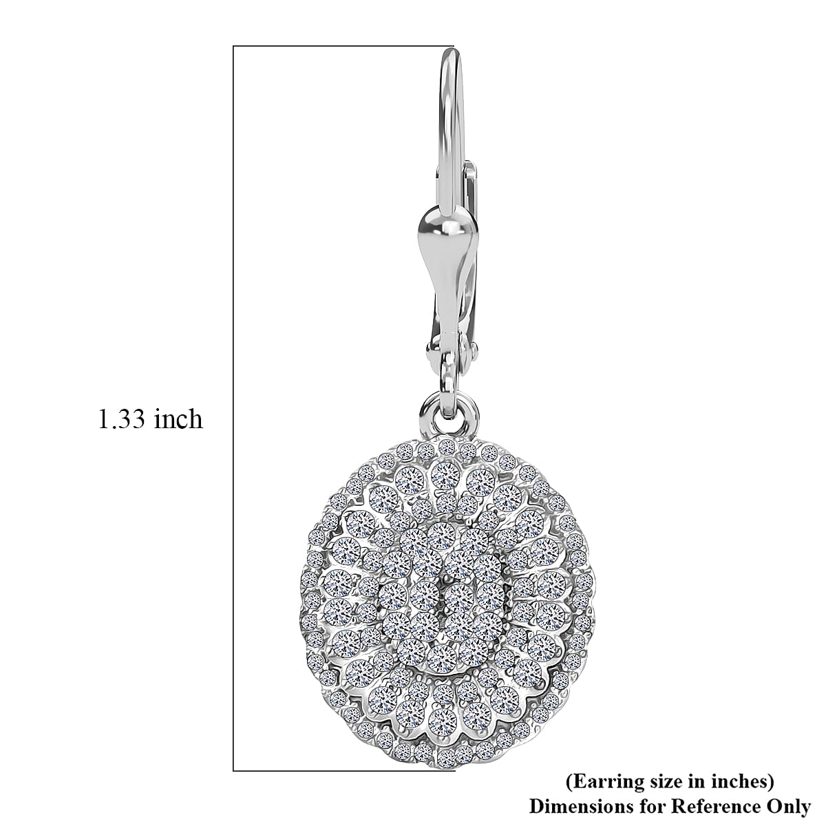 Luxuriant Lab Grown Diamond G-H, SI 1.00 ctw Bloom Crest Earrings in Rhodium Over Sterling Silver image number 4