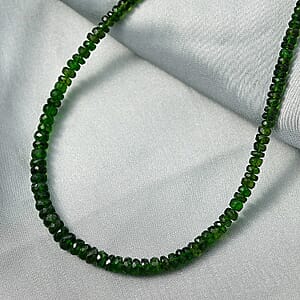 Doorbuster Certified & Appraised Luxoro Premium Chrome Diopside Beaded Graduated 110.00 ctw Necklace 18-20 Inches in 10K Yellow Gold 