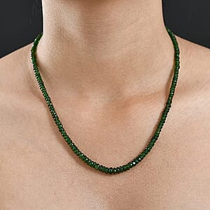 Doorbuster Certified & Appraised Luxoro Premium Chrome Diopside Beaded Graduated 110.00 ctw Necklace 18-20 Inches in 10K Yellow Gold 