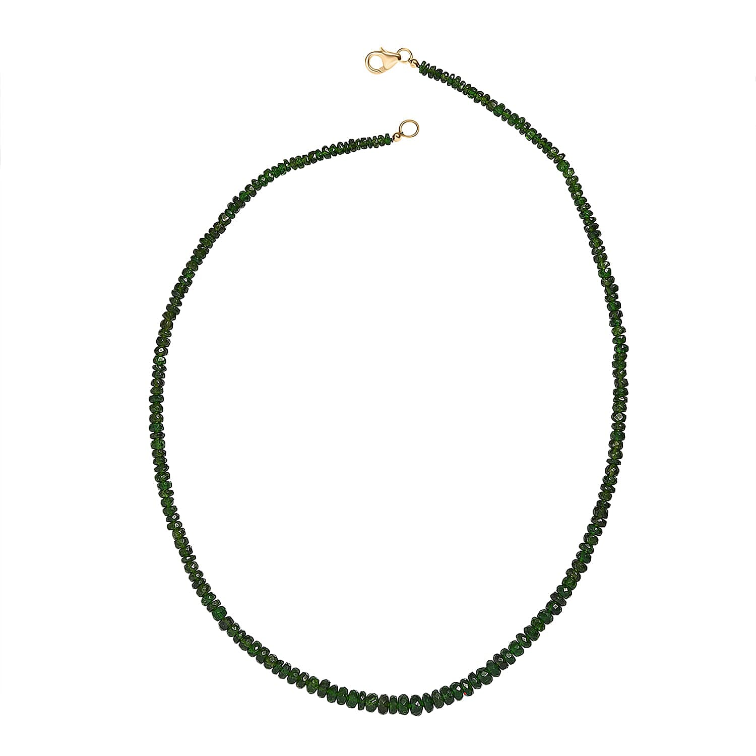 Certified & Appraised Luxoro Premium Chrome Diopside Beaded Graduated 110.00 ctw Necklace 18-20 Inches in 10K Yellow Gold
