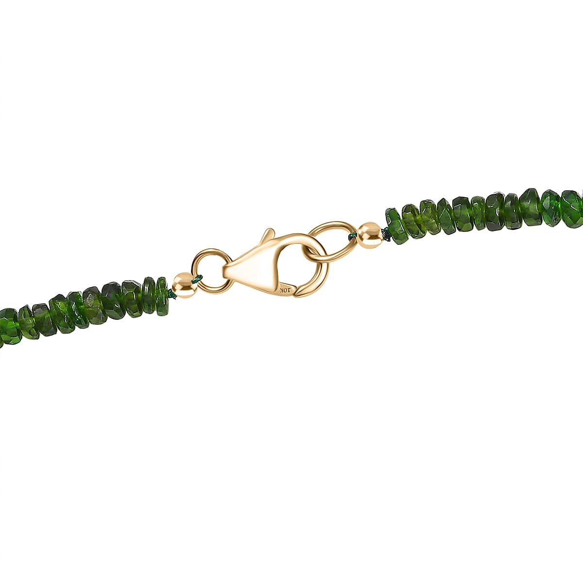 Doorbuster Certified & Appraised Luxoro Premium Chrome Diopside Beaded Graduated 110.00 ctw Necklace 18-20 Inches in 10K Yellow Gold  image number 4