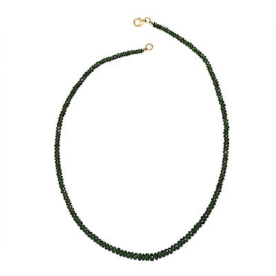 Certified & Appraised Luxoro Premium Chrome Diopside Beaded Graduated 110.00 ctw Necklace 18-20 Inches in 10K Yellow Gold