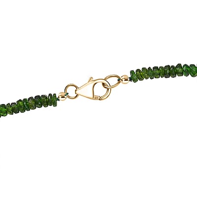 Certified & Appraised Luxoro Premium Chrome Diopside Beaded Graduated 110.00 ctw Necklace 18-20 Inches in 10K Yellow Gold