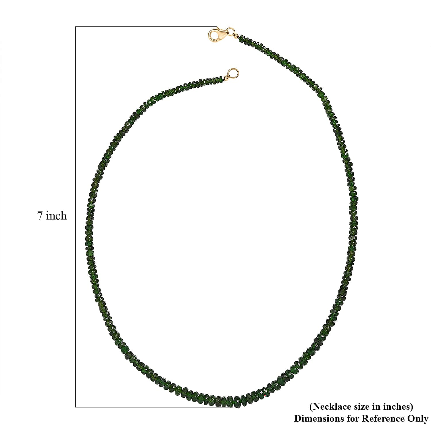 Certified & Appraised Luxoro Premium Chrome Diopside Beaded Graduated 110.00 ctw Necklace 18-20 Inches in 10K Yellow Gold