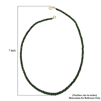 Certified & Appraised Luxoro Premium Chrome Diopside Beaded Graduated 110.00 ctw Necklace 18-20 Inches in 10K Yellow Gold