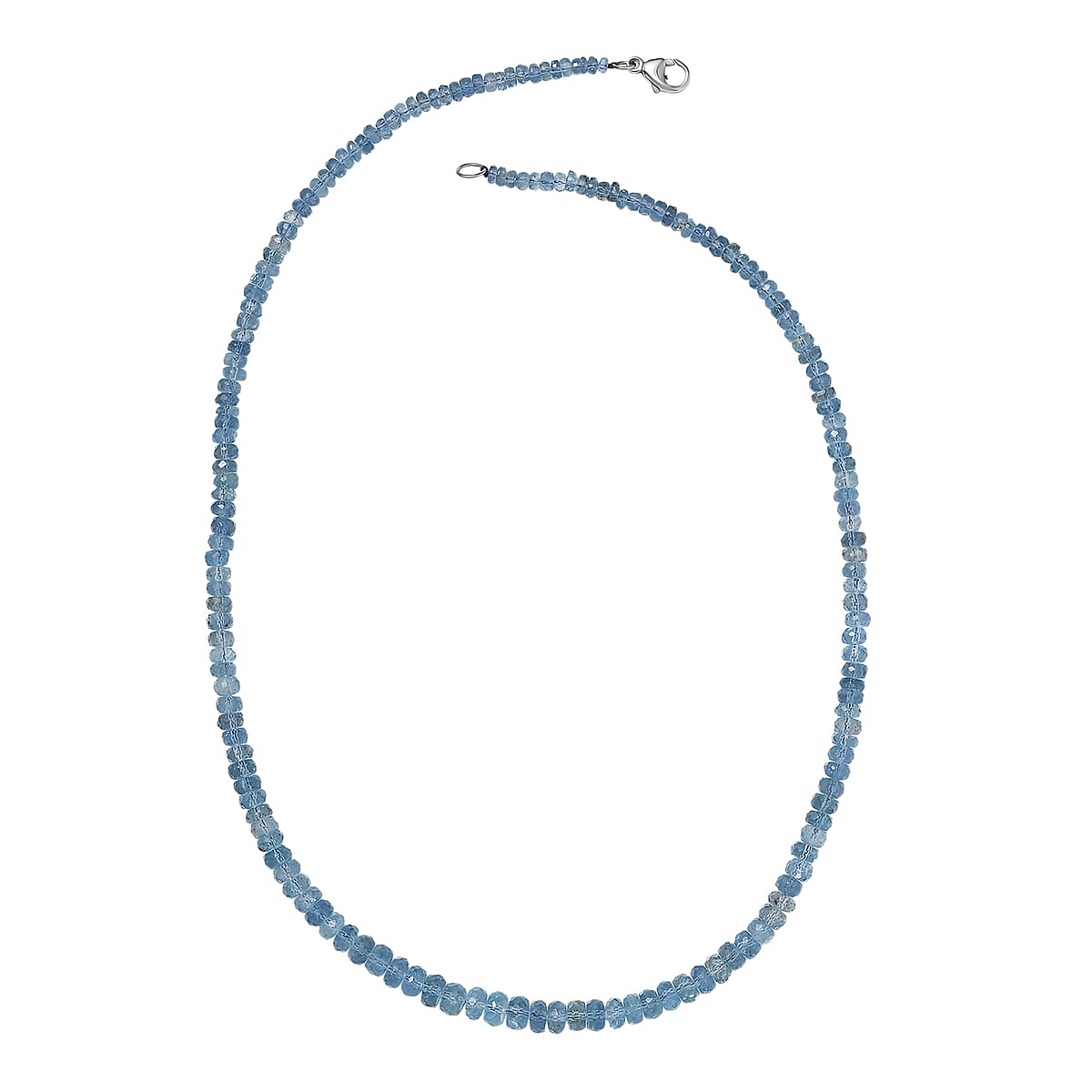 Doorbuster Certified & Appraised Rhapsody AAAA Santa Maria Aquamarine Beaded Graduated 70 ctw Necklace 18-20 Inches in 950 Platinum  image number 3