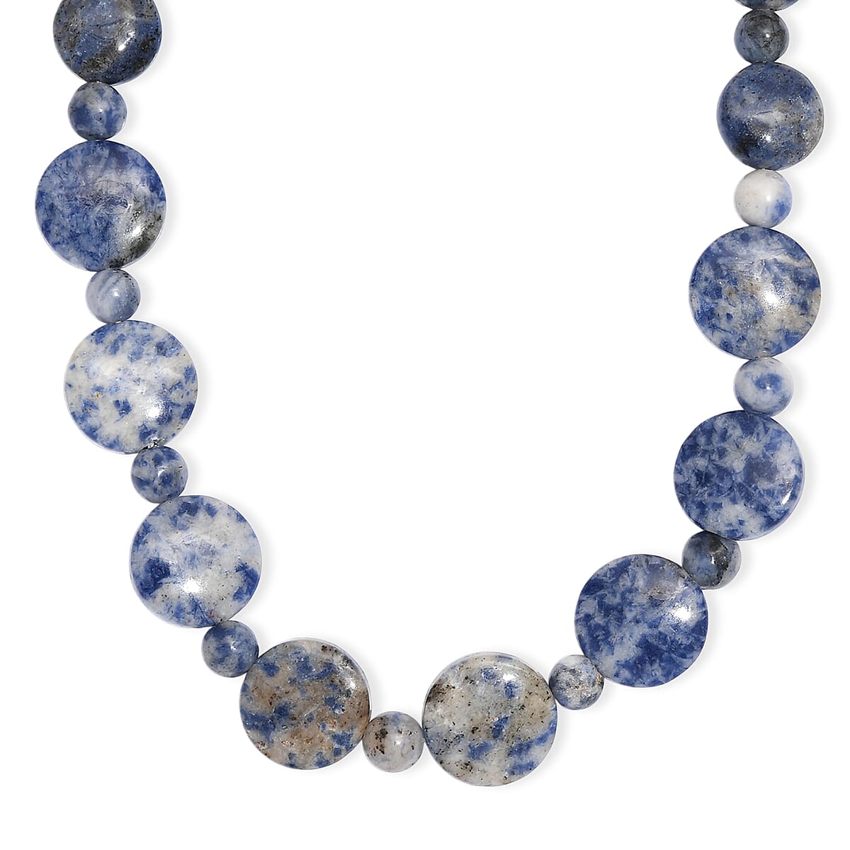 Sodalite 240.00 ctw Beaded Necklace (18 Inches) in Stainless Steel image number 3