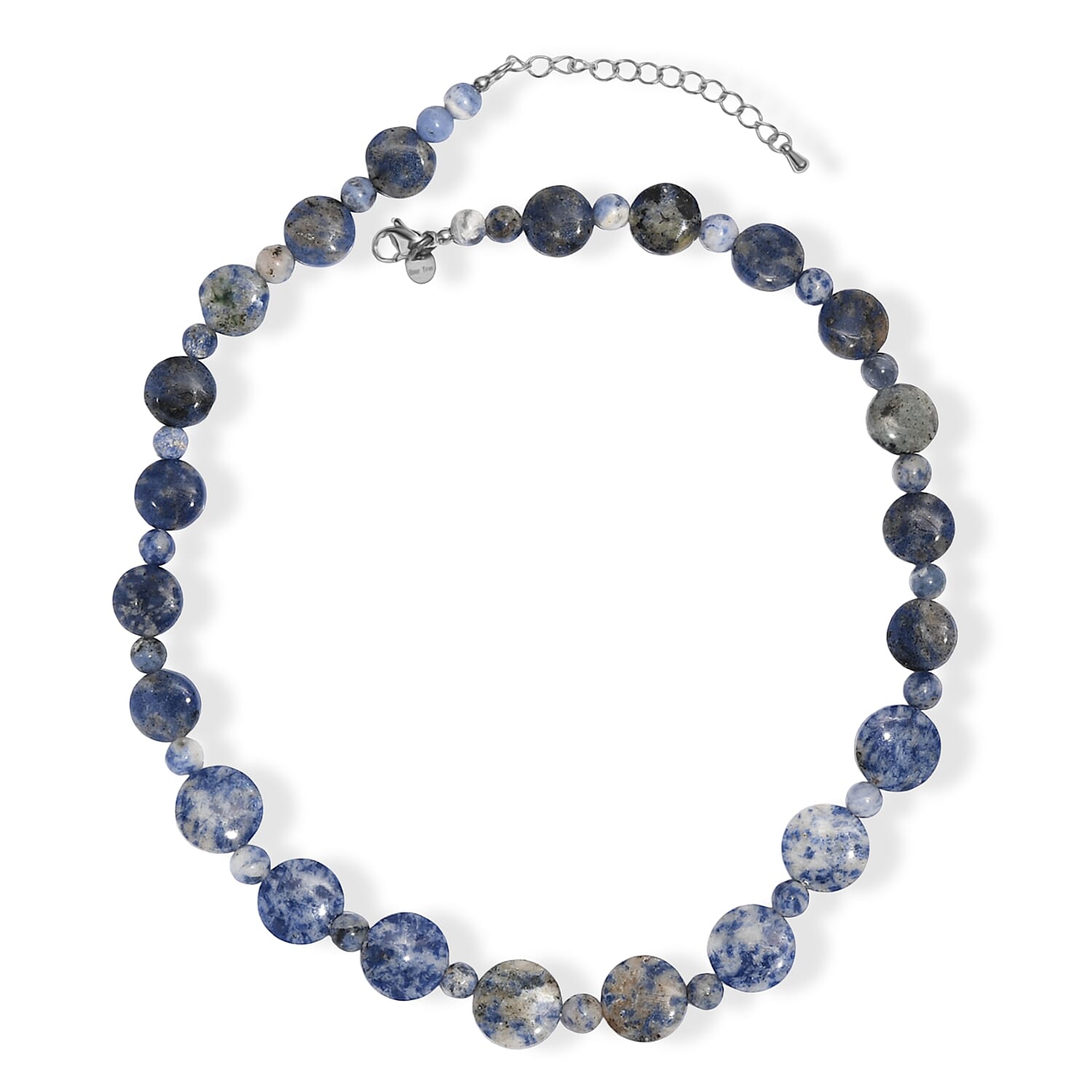 Sodalite 180.00 ctw Beaded Necklace (18 Inches) in Stainless Steel