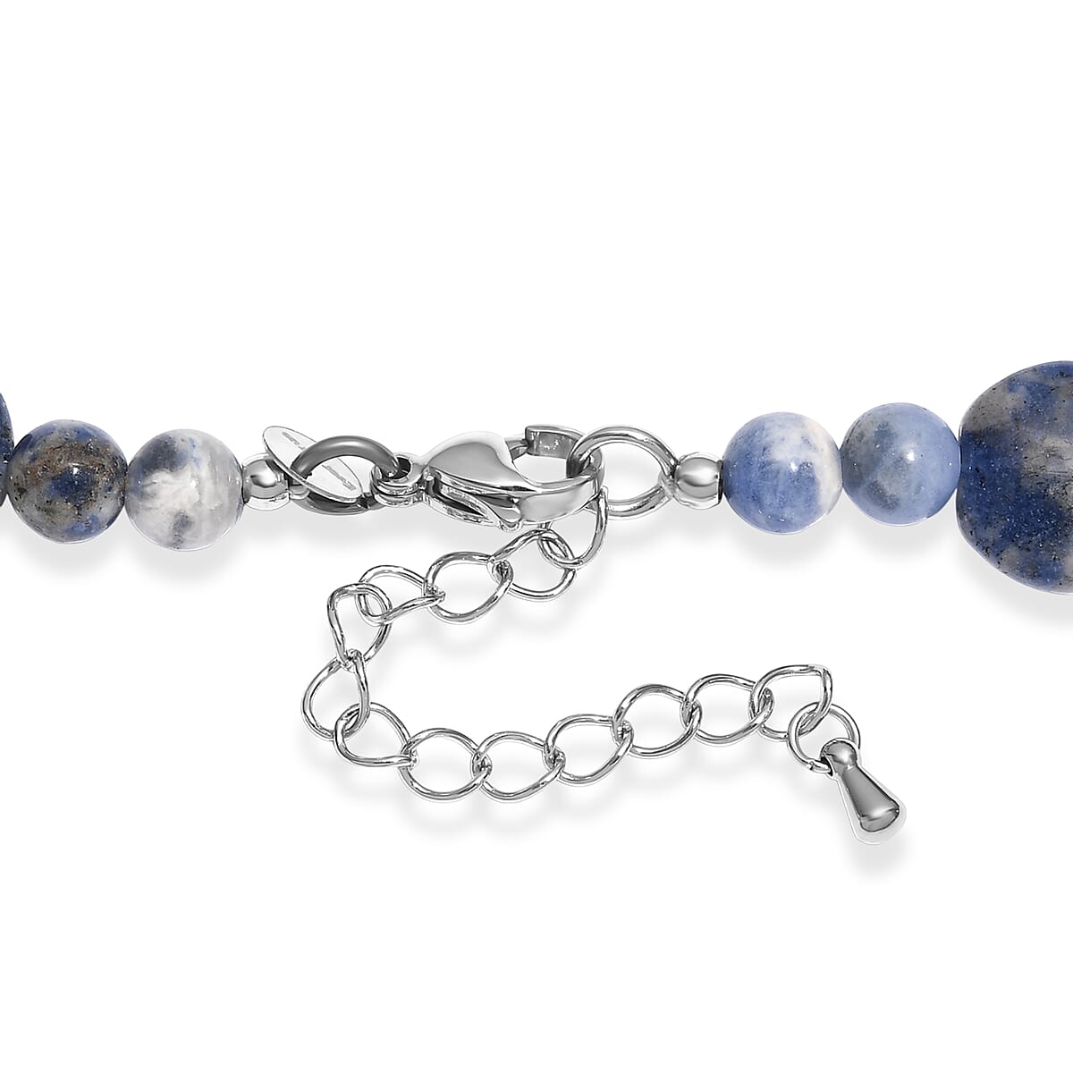 Sodalite 240.00 ctw Beaded Necklace (18 Inches) in Stainless Steel image number 5