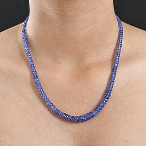 Doorbuster Certified & Appraised Luxoro AAA Tanzanite Beaded Graduated 125 ctw Necklace 18-20 Inches in 14K Yellow Gold 