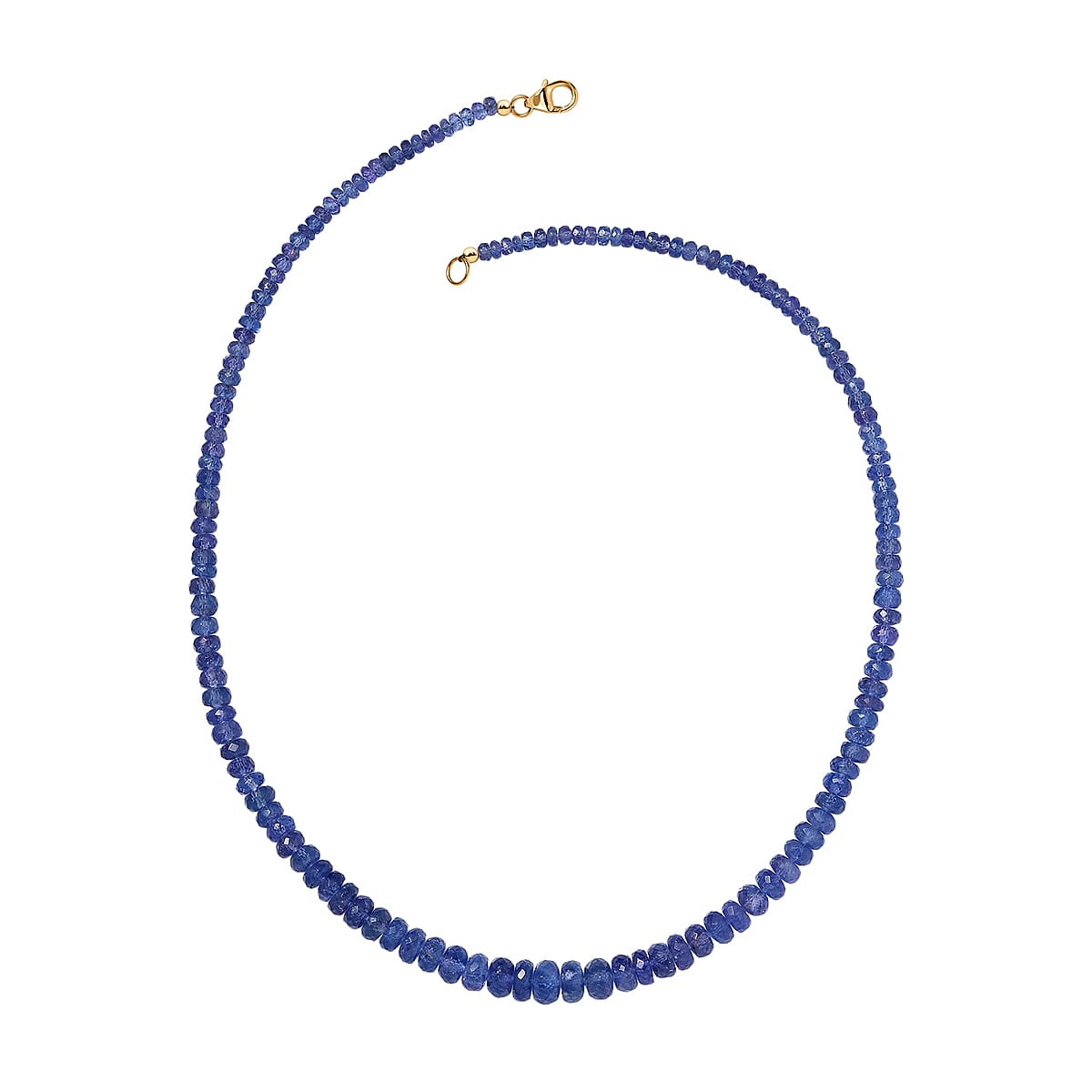 Doorbuster Certified & Appraised Luxoro AAA Tanzanite Beaded Graduated 125 ctw Necklace 18-20 Inches in 14K Yellow Gold  image number 3