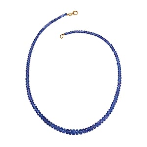 Doorbuster Certified & Appraised Luxoro AAA Tanzanite Beaded Graduated 125 ctw Necklace 18-20 Inches in 14K Yellow Gold 