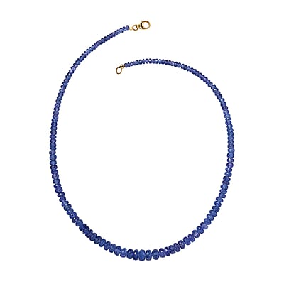 Certified & Appraised Luxoro AAA Tanzanite Beaded Graduated 125 ctw Necklace 18-20 Inches in 14K Yellow Gold