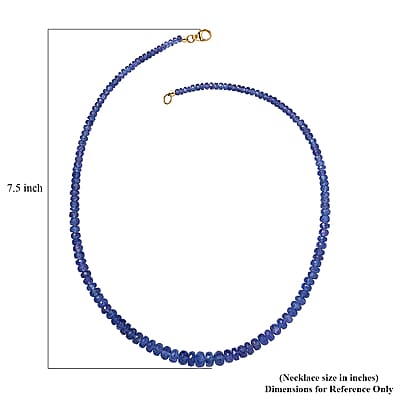 Certified & Appraised Luxoro AAA Tanzanite Beaded Graduated 125 ctw Necklace 18-20 Inches in 14K Yellow Gold