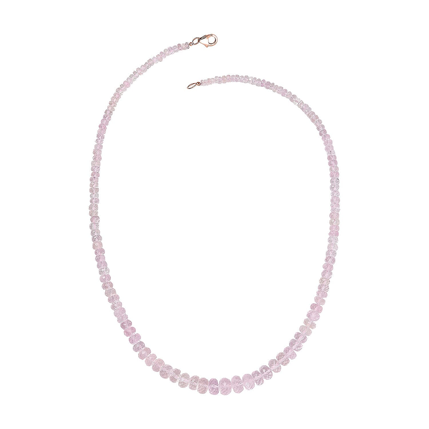 Certified & Appraised Luxoro Palmeiras Pink Morganite Beaded Graduated 110 ctw Necklace 18-20 Inches in 14K Rose Gold