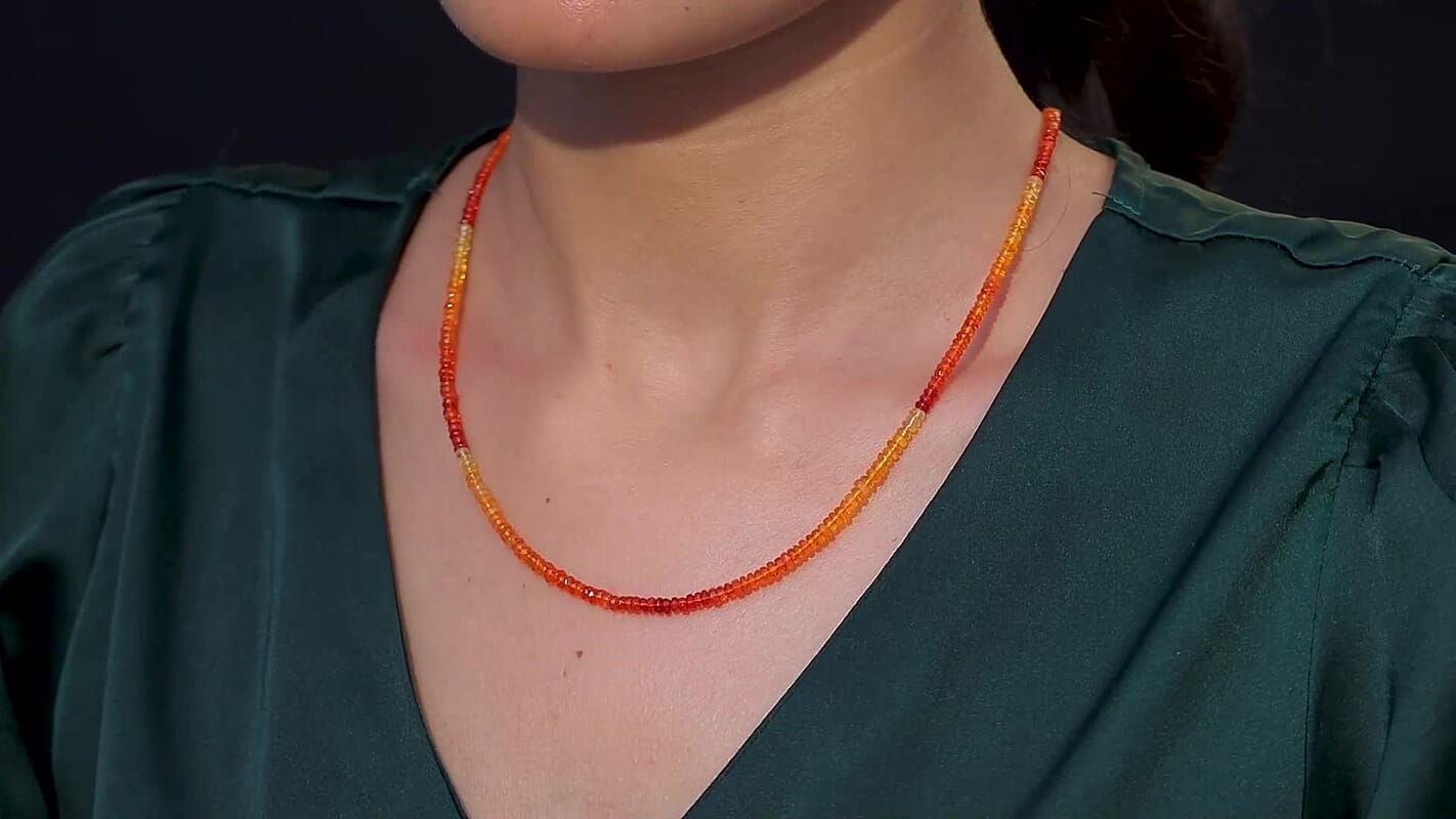 Certified & Appraised Luxoro AAA Mexican Fire Opal Beaded Graduated 25.00 ctw Necklace 18-20 Inches in 10K Yellow Gold