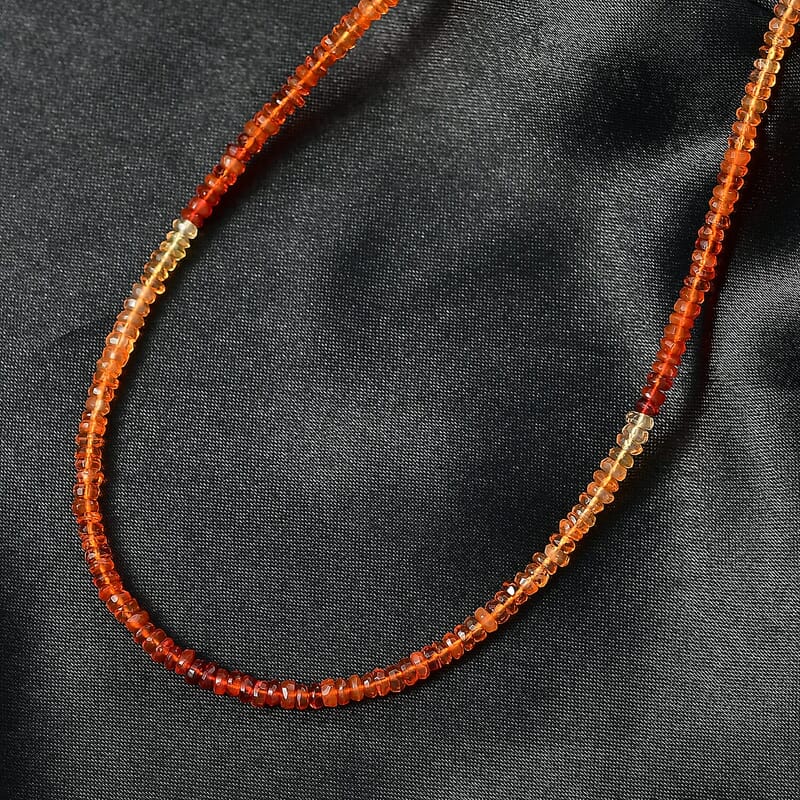 Certified & Appraised Luxoro AAA Mexican Fire Opal Beaded Graduated 25.00 ctw Necklace 18-20 Inches in 10K Yellow Gold