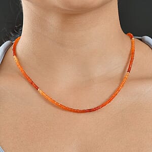 Doorbuster Certified & Appraised Luxoro AAA Mexican Fire Opal Beaded Graduated 25.00 ctw Necklace 18-20 Inches in 10K Yellow Gold 