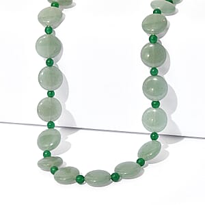 EverTrue Green Aventurine 240.00 ctw Beaded Necklace (18 Inches) in Stainless Steel