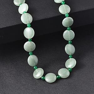EverTrue Green Aventurine 240.00 ctw Beaded Necklace (18 Inches) in Stainless Steel