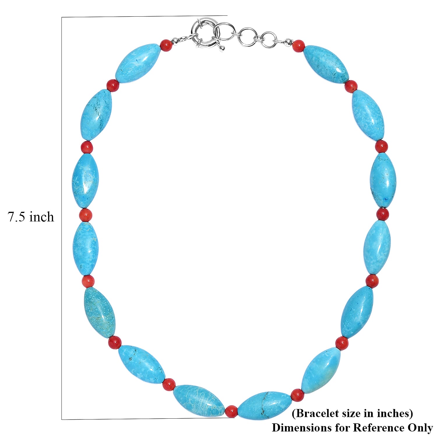 EverTrue Dyed Blue Magnesite and Mediterranean Coral 375.00 ctw Beaded Necklace in Platinum Bond 18 Inches