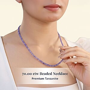 Doorbuster D'Joy Premium Tanzanite 70.00 ctw Beaded Necklace in 18K Vermeil Yellow Gold Over Sterling Silver 18-20 Inches