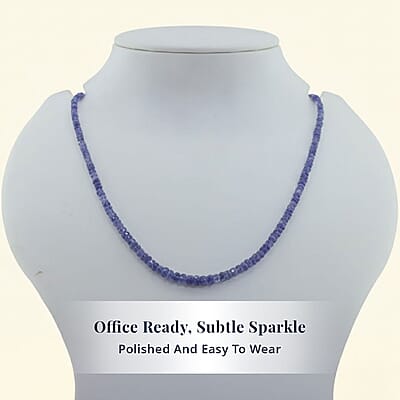 D'Joy Premium Tanzanite 70.00 ctw Beaded Necklace in 18K Vermeil Yellow Gold Over Sterling Silver 18-20 Inches