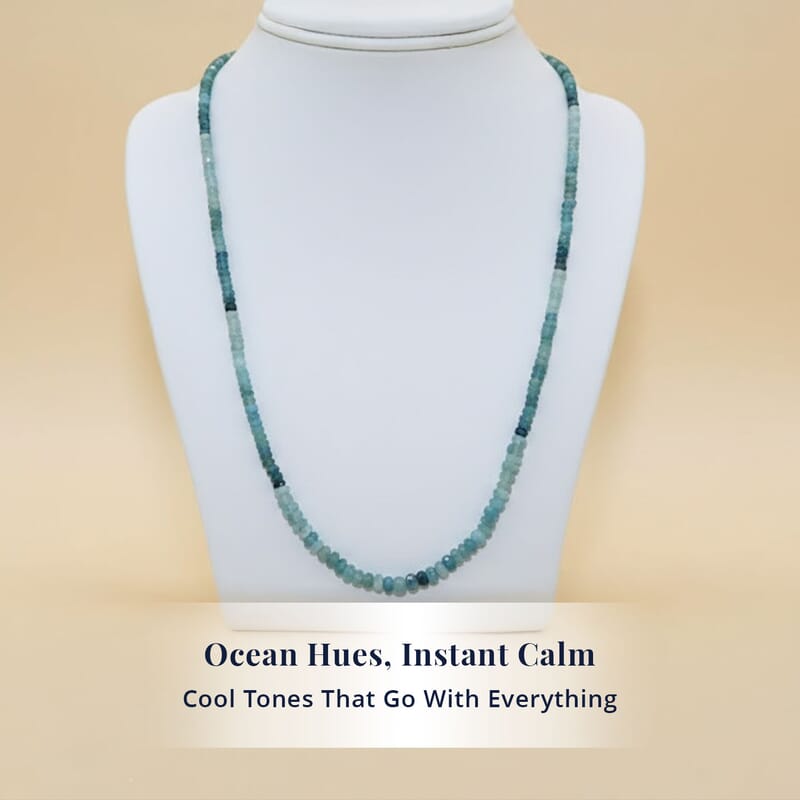 D'Joy Premium Grandidierite 58.00 ctw Beaded Necklace in 18K Vermeil Yellow Gold Over Sterling Silver 18-20 Inches