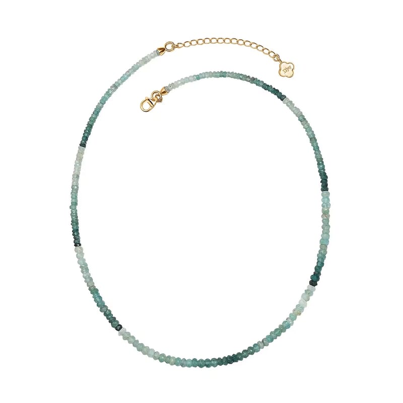 D'Joy Premium Grandidierite 58.00 ctw Beaded Necklace in 18K Vermeil Yellow Gold Over Sterling Silver 18-20 Inches