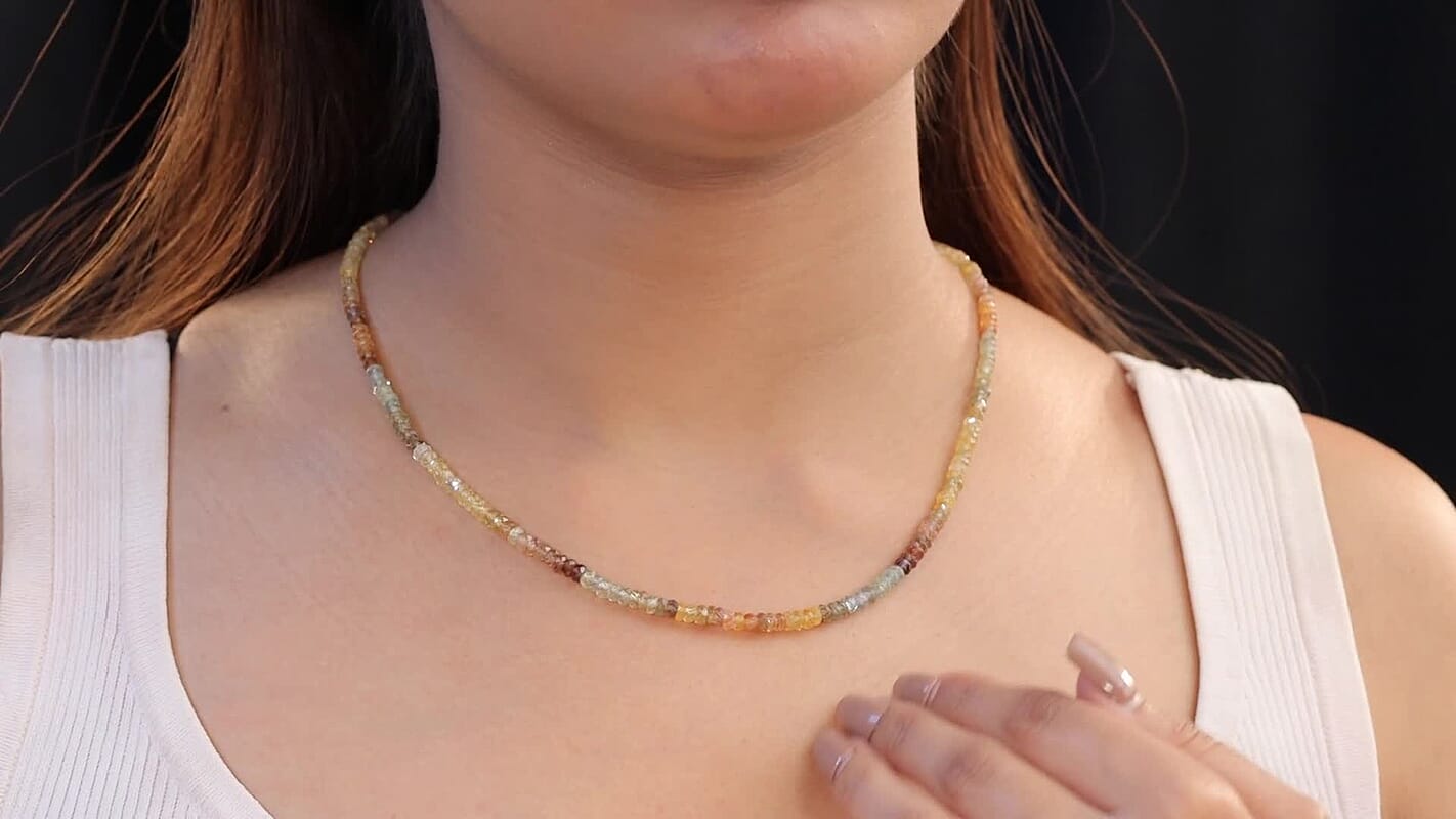 D'Joy Premium Golden Zircon 75.00 ctw Beaded Necklace in 18K Vermeil Yellow Gold Over Sterling Silver 18-20 Inches