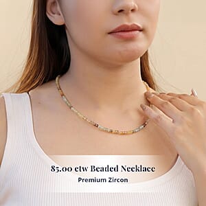 Doorbuster D'Joy Premium Golden Zircon 85.00 ctw Beaded Necklace in 18K Vermeil Yellow Gold Over Sterling Silver 18-20 Inches