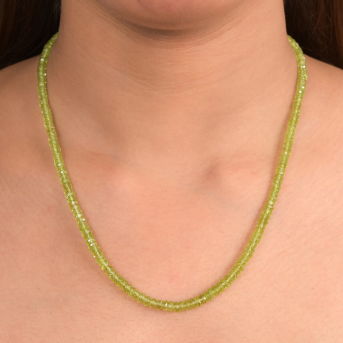 Doorbuster D'Joy Premium Hebei Peridot 75.00 ctw Beaded Necklace in 18K Vermeil Yellow Gold Over Sterling Silver 18-20 Inches image number 2