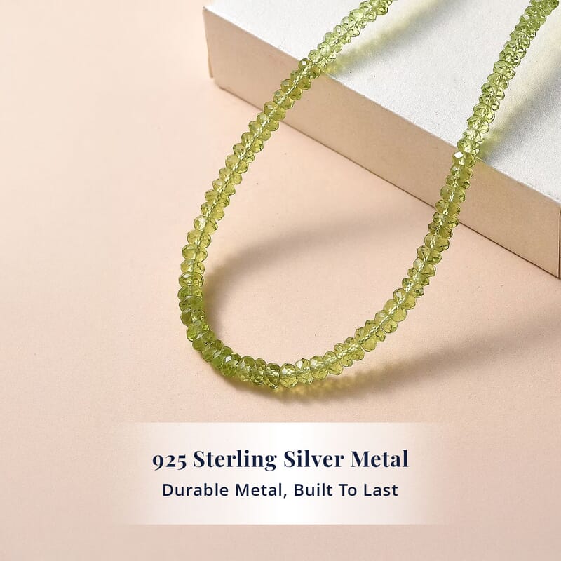 D'Joy Premium Hebei Peridot 75.00 ctw Beaded Necklace in 18K Vermeil Yellow Gold Over Sterling Silver 18-20 Inches