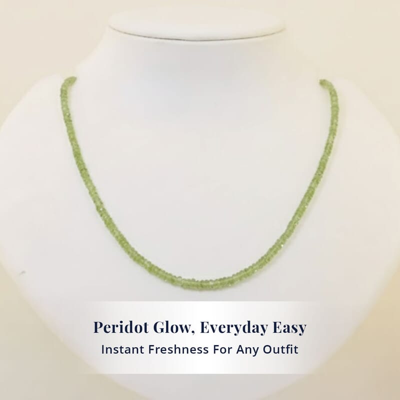 D'Joy Premium Hebei Peridot 75.00 ctw Beaded Necklace in 18K Vermeil Yellow Gold Over Sterling Silver 18-20 Inches