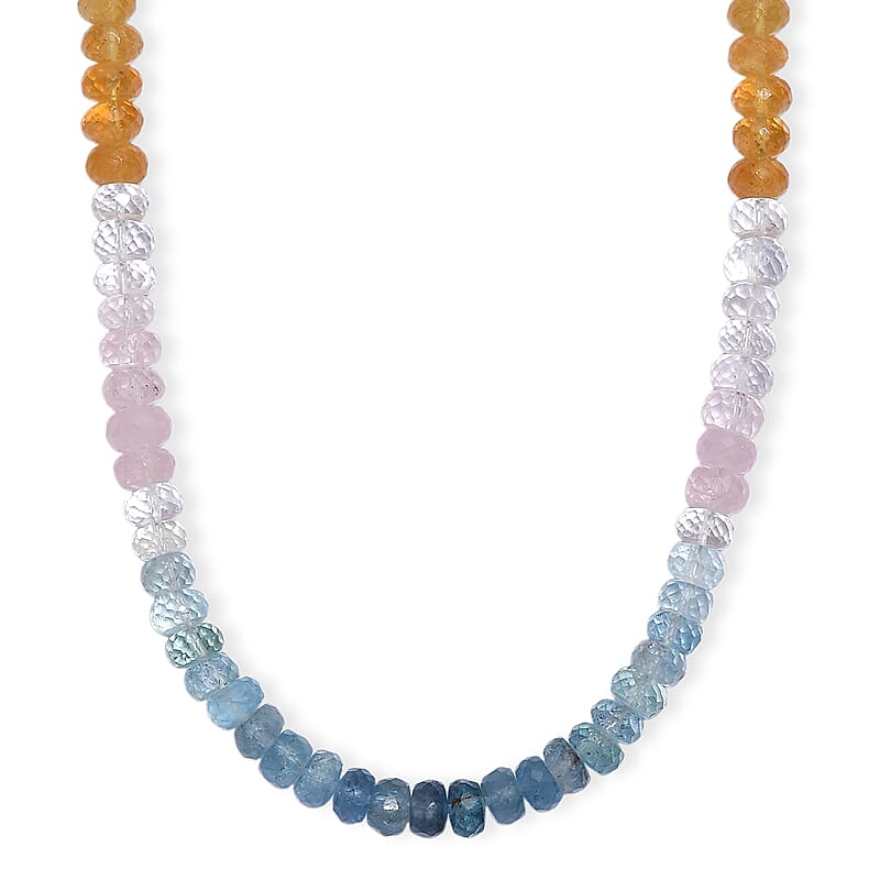 D'Joy Premium Multi Beryl 110.00 ctw Beaded Necklace in 18K Vermeil Yellow Gold Over Sterling Silver 18-20 Inches
