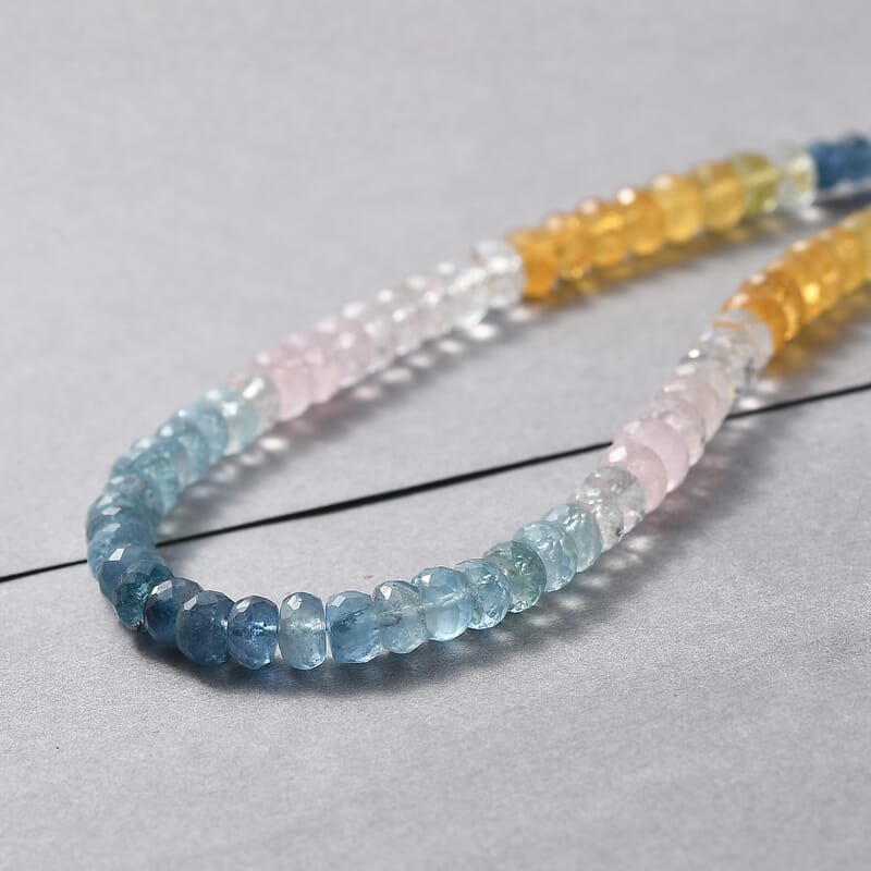 D'Joy Premium Multi Beryl 110.00 ctw Beaded Necklace in 18K Vermeil Yellow Gold Over Sterling Silver 18-20 Inches