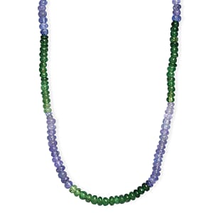 Doorbuster D'Joy Premium Tanzanite and Tsavorite Garnet 40.00 ctw Beaded Necklace in 18K Vermeil Yellow Gold Over Sterling Silver 18-20 Inches