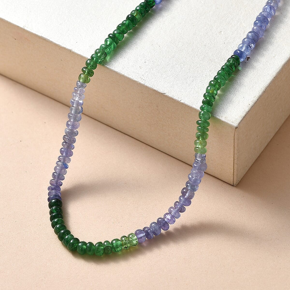 Doorbuster D'Joy Premium Tanzanite and Tsavorite Garnet 40.00 ctw Beaded Necklace in 18K Vermeil Yellow Gold Over Sterling Silver 18-20 Inches image number 1