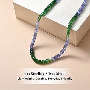 Doorbuster D'Joy Premium Tanzanite and Tsavorite Garnet 40.00 ctw Beaded Necklace in 18K Vermeil Yellow Gold Over Sterling Silver 18-20 Inches