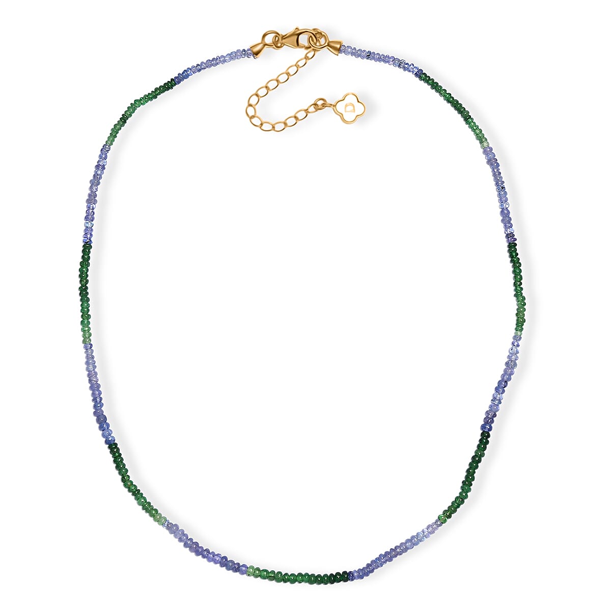 Doorbuster D'Joy Premium Tanzanite and Tsavorite Garnet 40.00 ctw Beaded Necklace in 18K Vermeil Yellow Gold Over Sterling Silver 18-20 Inches image number 3