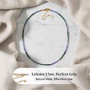 Doorbuster D'Joy Premium Tanzanite and Tsavorite Garnet 40.00 ctw Beaded Necklace in 18K Vermeil Yellow Gold Over Sterling Silver 18-20 Inches