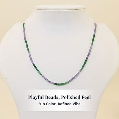 Certified & Appraised D'Joy Premium Tanzanite and Tsavorite Garnet 40.00 ctw Beaded Necklace in 18K Vermeil Yellow Gold Over Sterling Silver 18-20 Inches