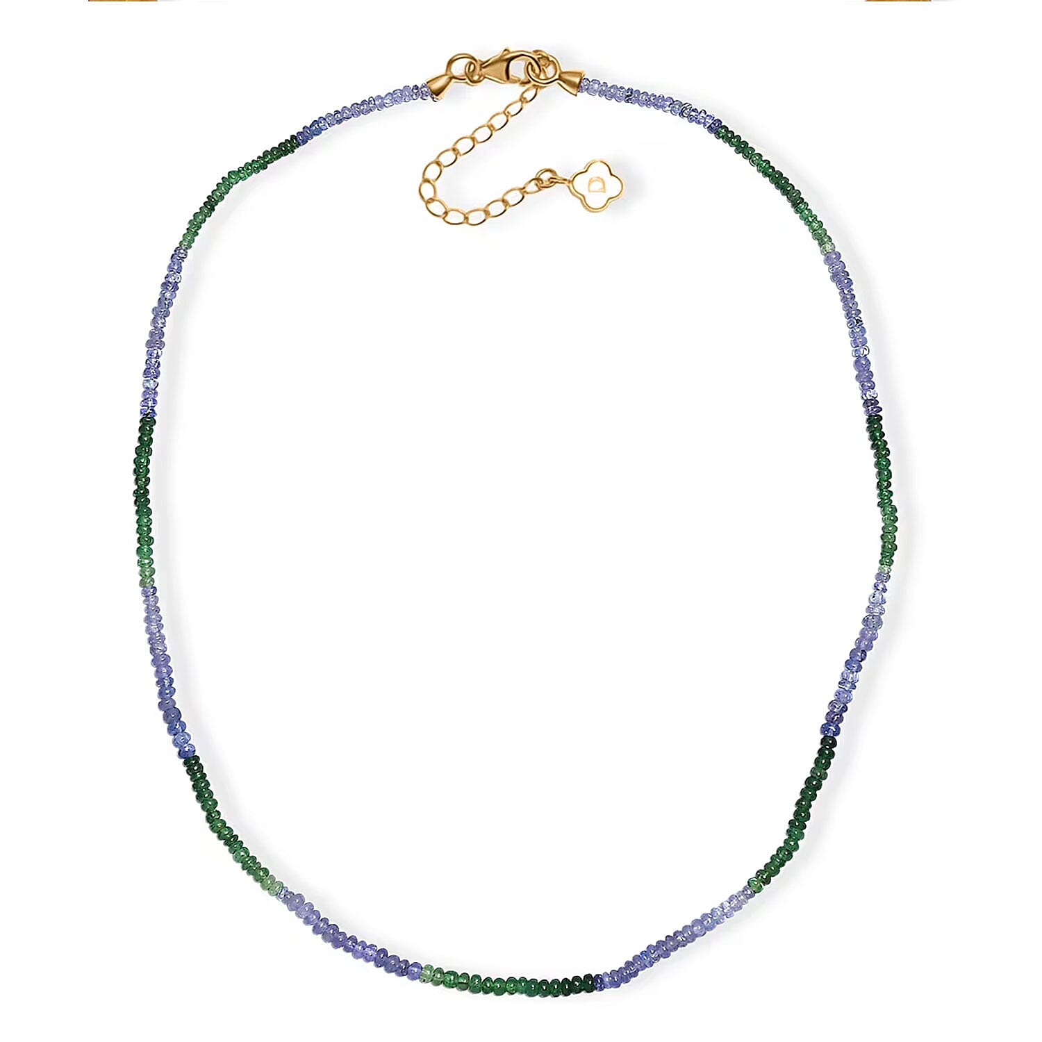Certified & Appraised D'Joy Premium Tanzanite and Tsavorite Garnet 40.00 ctw Beaded Necklace in 18K Vermeil Yellow Gold Over Sterling Silver 18-20 Inches