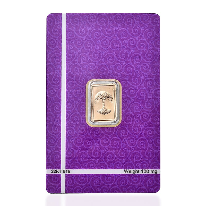 22K Yellow Gold Tree of Life Embossed Sheet 100mg