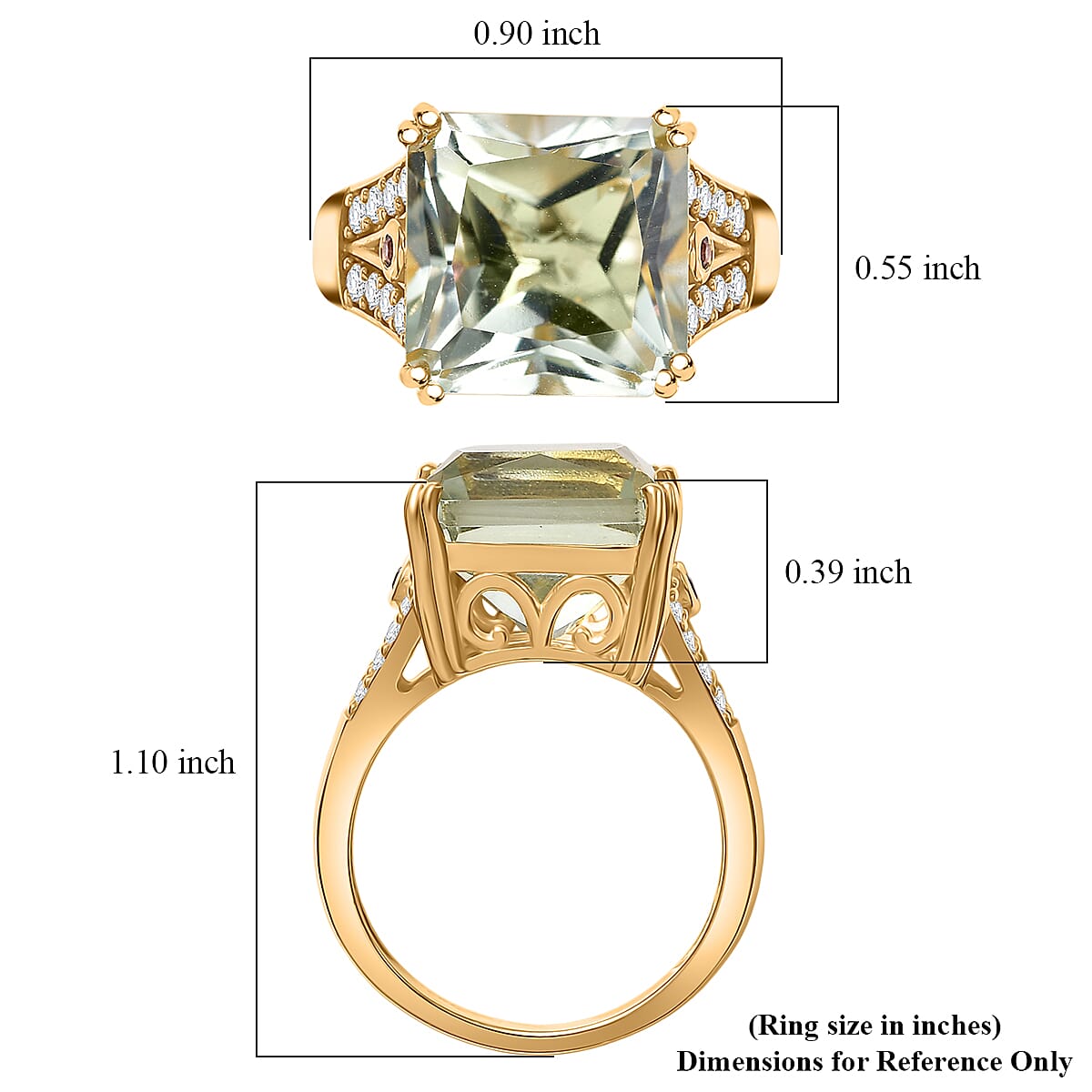 EverTrue Montezuma Prasiolite and Multi Gemstone 9.00 ctw Regal Majesty Ring in 18K Yellow Gold Plated (Size 10.0) image number 5