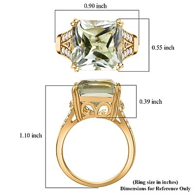 EverTrue Montezuma Prasiolite and Multi Gemstone 9.00 ctw Regal Majesty Ring in 18K Yellow Gold Plated (Size 7.0)