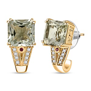EverTrue Montezuma Prasiolite and Multi Gemstone 10.50 ctw Regal Majesty Earrings in 18K YG Plated