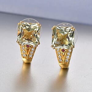 EverTrue Montezuma Prasiolite and Multi Gemstone 10.50 ctw Regal Majesty Earrings in 18K YG Plated