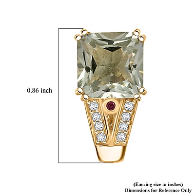 EverTrue Montezuma Prasiolite and Multi Gemstone 10.50 ctw Regal Majesty Earrings in 18K YG Plated