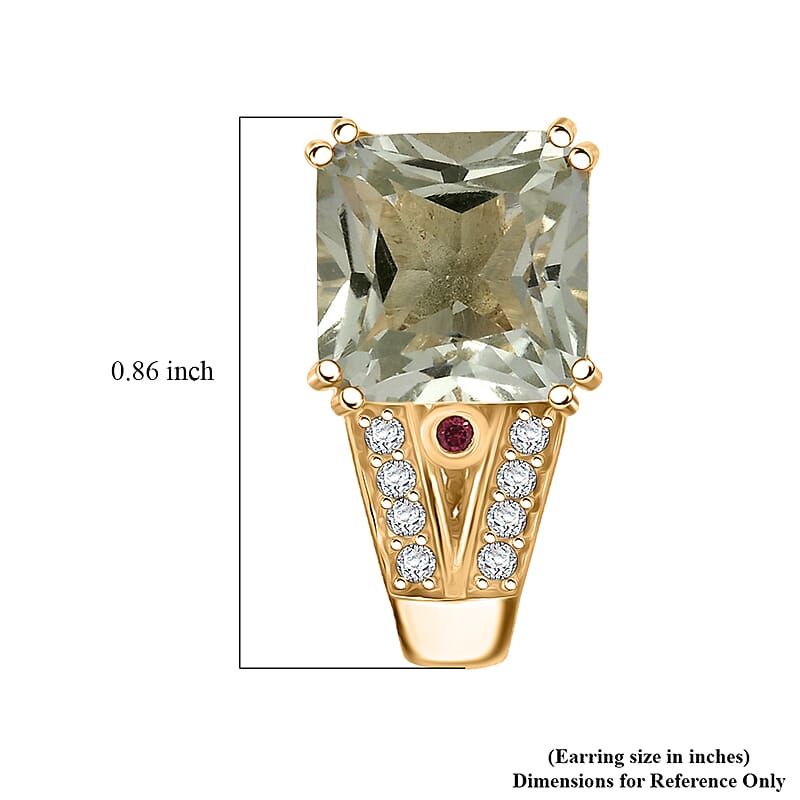 EverTrue Montezuma Prasiolite and Multi Gemstone 10.50 ctw Regal Majesty Earrings in 18K YG Plated